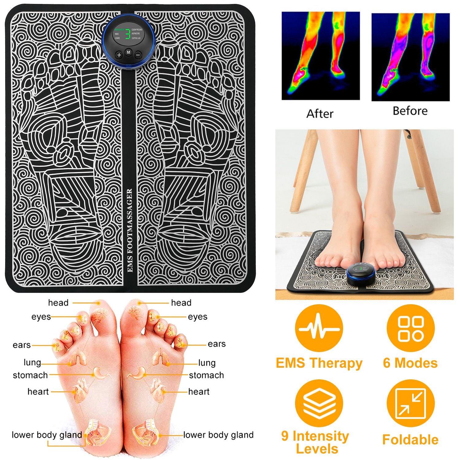 Cordless EMS Foot Massager Mat - Circulation and Recovery